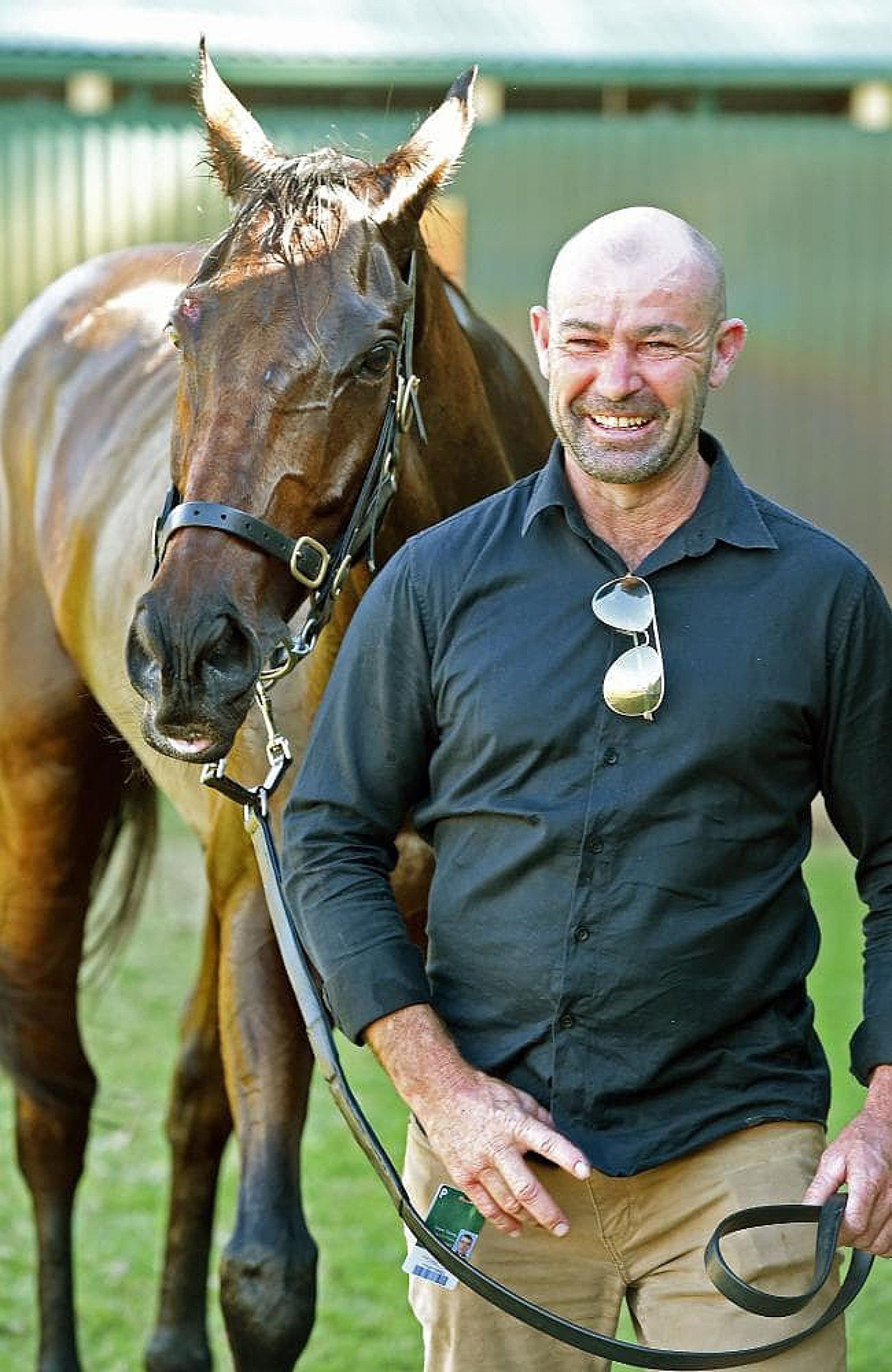 Murray Bridge trainer Grant Young with his grand stayer Spying On You Picture Tom Huntley Source News Corp Australia